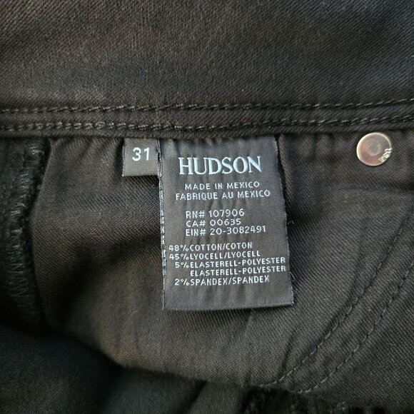Hudson Collin Skinny Jeans Flap Pocket Mid Rise Black Stretch Denim Size 31 - Picture 8 of 13